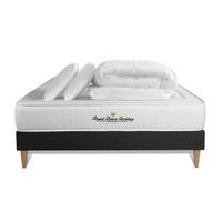 BETT Nottingham Memory-Schaum 160 x 200 cm h3 - Kit Bettgestell Schwarz - Mit Kissen und Bettdecke - Beige/Schwarz, Karton/Holz (160/200cm) - ROYAL PALACE BEDDING