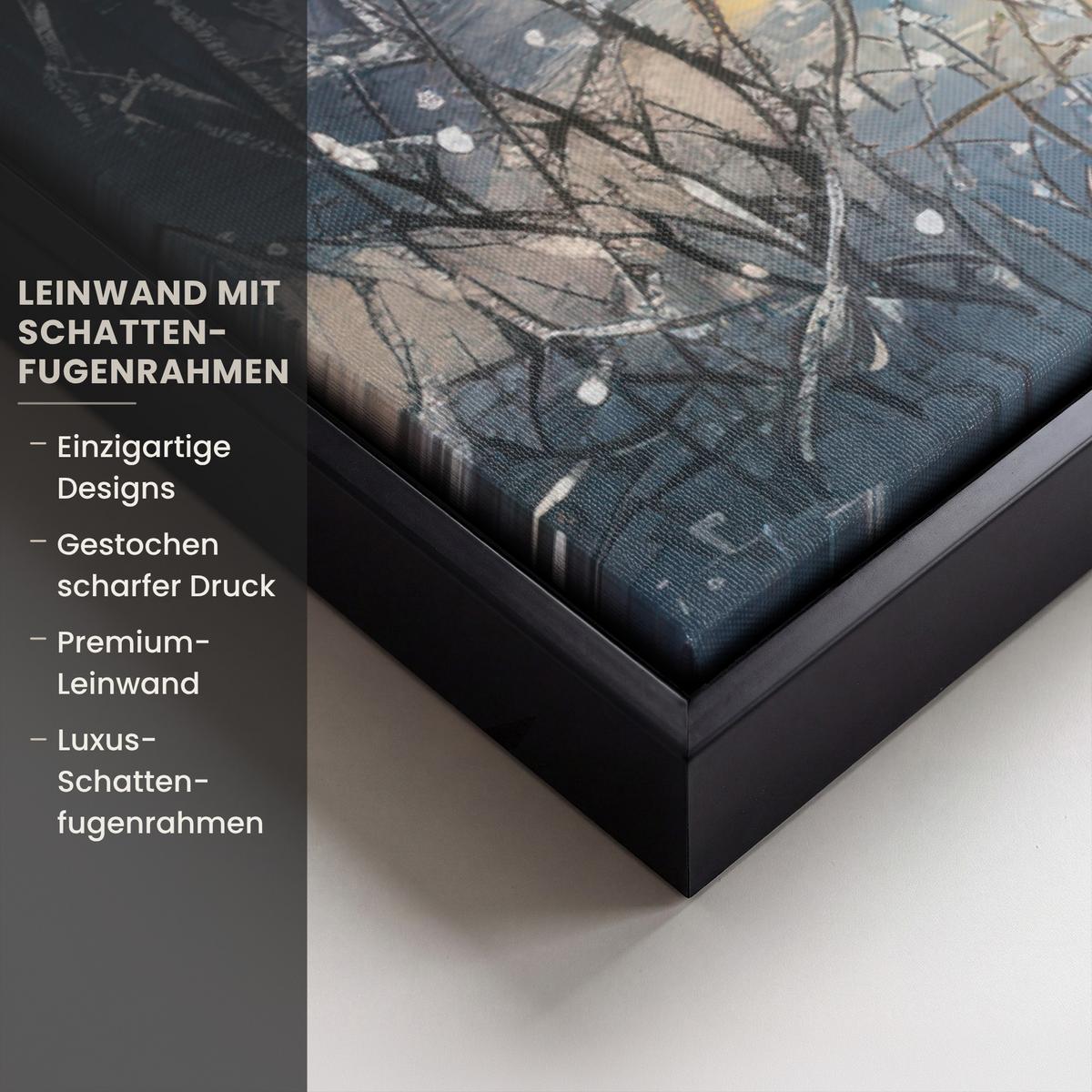 LEINWAND Bilder mit Rahmen - Schneemann - Schnee - Winter - Wald - 100x70 - Hellblau, Textil (100/70cm) - MuchoWow