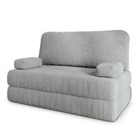 BETTSOFA KESTE aus Schaumstoff Bucle-Stoff Hellgrau Schlaffunktion - Hellgrau, Textil (140/86/60cm) - MASSENO