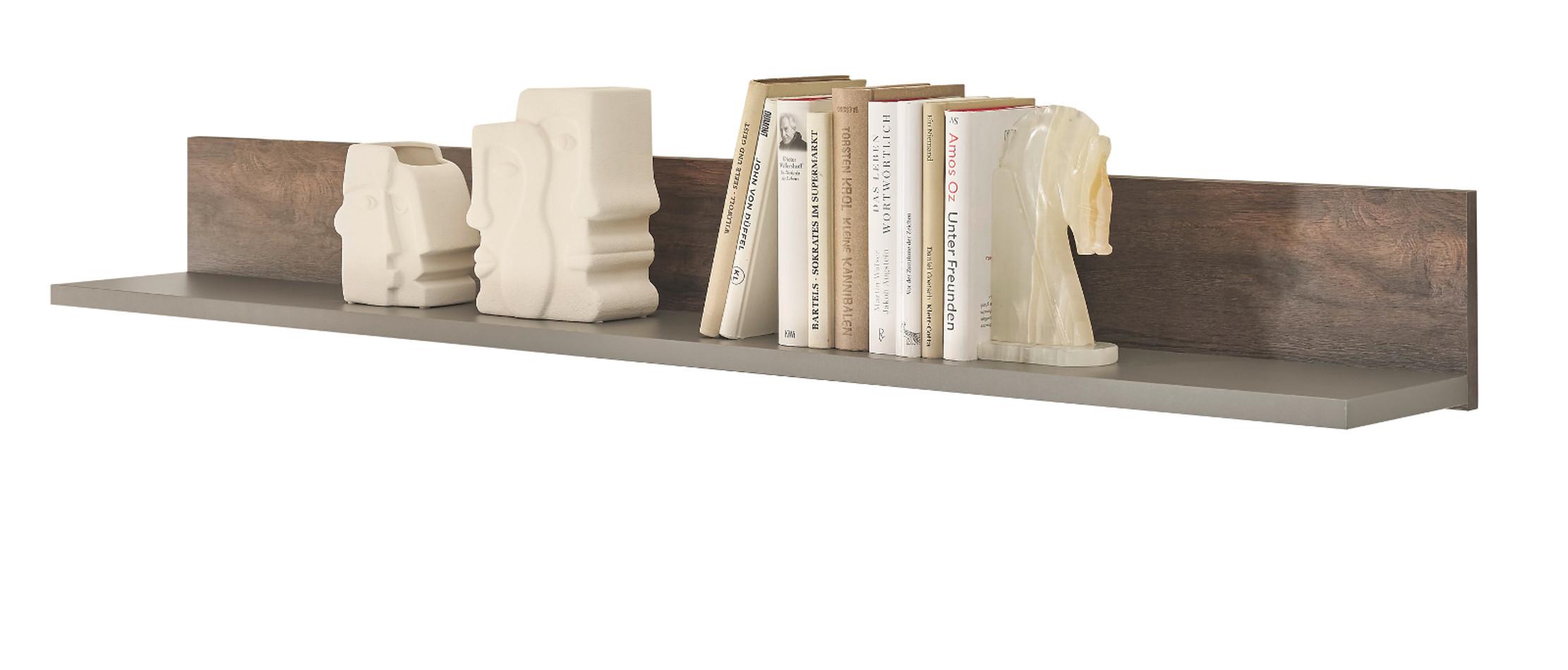 WANDBOARD Thermo Eiche, grau, Wandregal 152 cm - Eichefarben/Grau, Holzwerkstoff (152/17/20cm) - Furn.Design