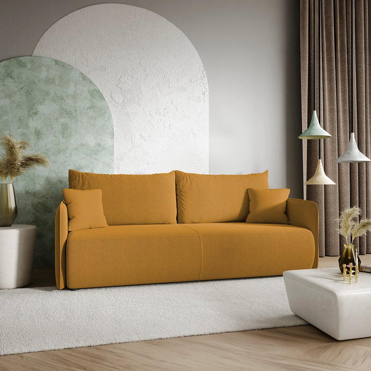 SOFA Claudio 3 Sitzplätze Senfgelb - Gelb, Holz (216/86/105cm) - Petits-meubles