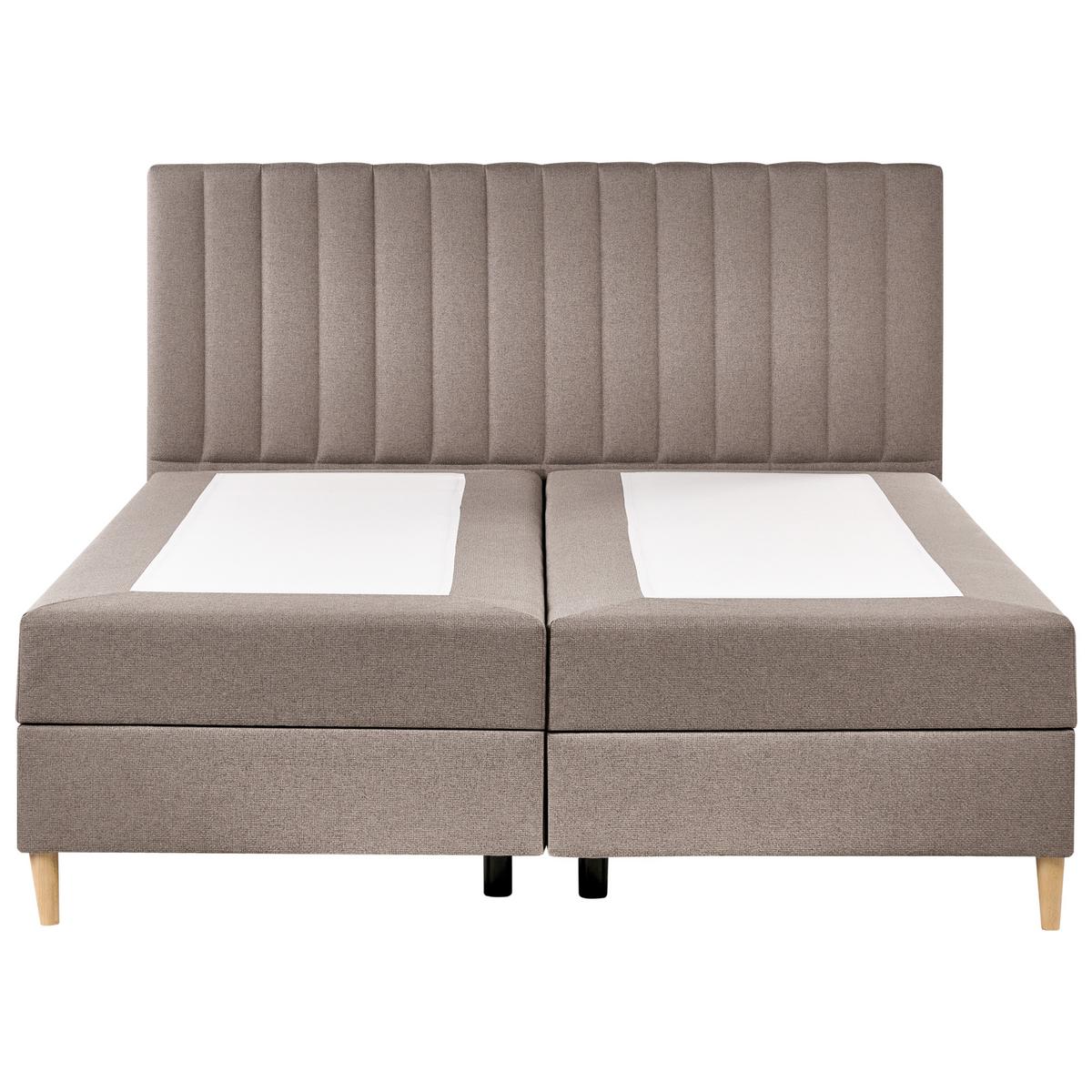 BOXSPRINGBETT mit Stauraum 180/200 cm Stoff Taupe Officer - Taupe, Textil (180/200cm) - Beliani