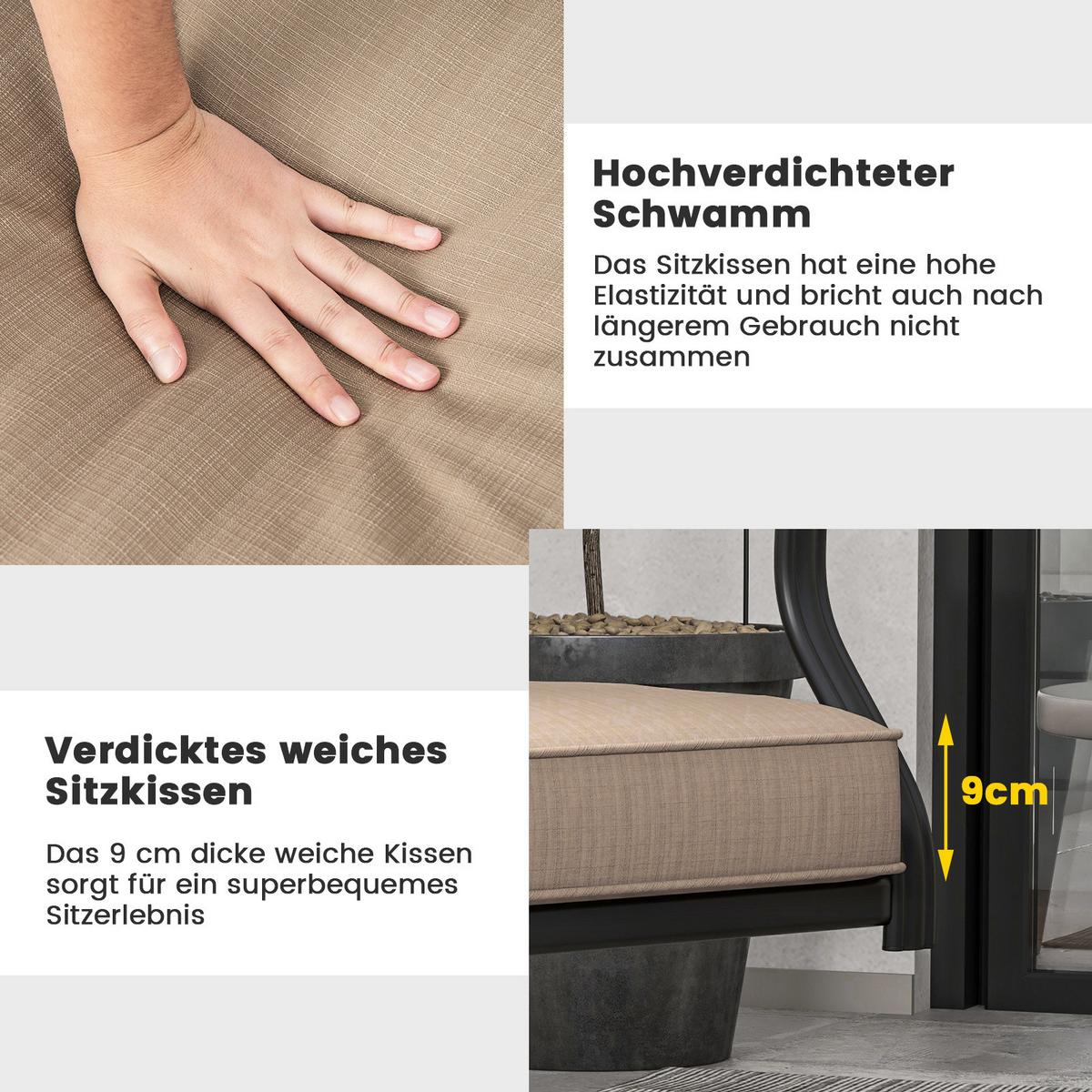 DREHSESSEL Schwarz(2er-Set) - Schwarz, Metall (70/92/60cm) - COSTWAY