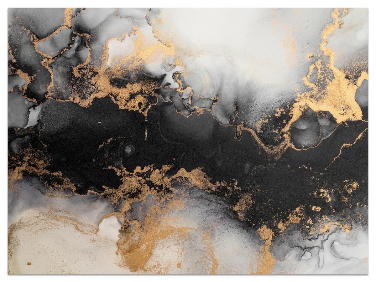 FOTOTAPETE für Wohnzimmer Marmor Klassisch Gold Akzente 150x105 - Gelb/Beige, Papier (150/105cm) - Muralo