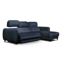 ECKSOFA SVEN 3-Sitzer, 1 Relax XL, verstellbare Kopfstützen, navy blue - Schwarz/Dunkelblau, Holzwerkstoff/Textil (256/163cm) - Wozimo