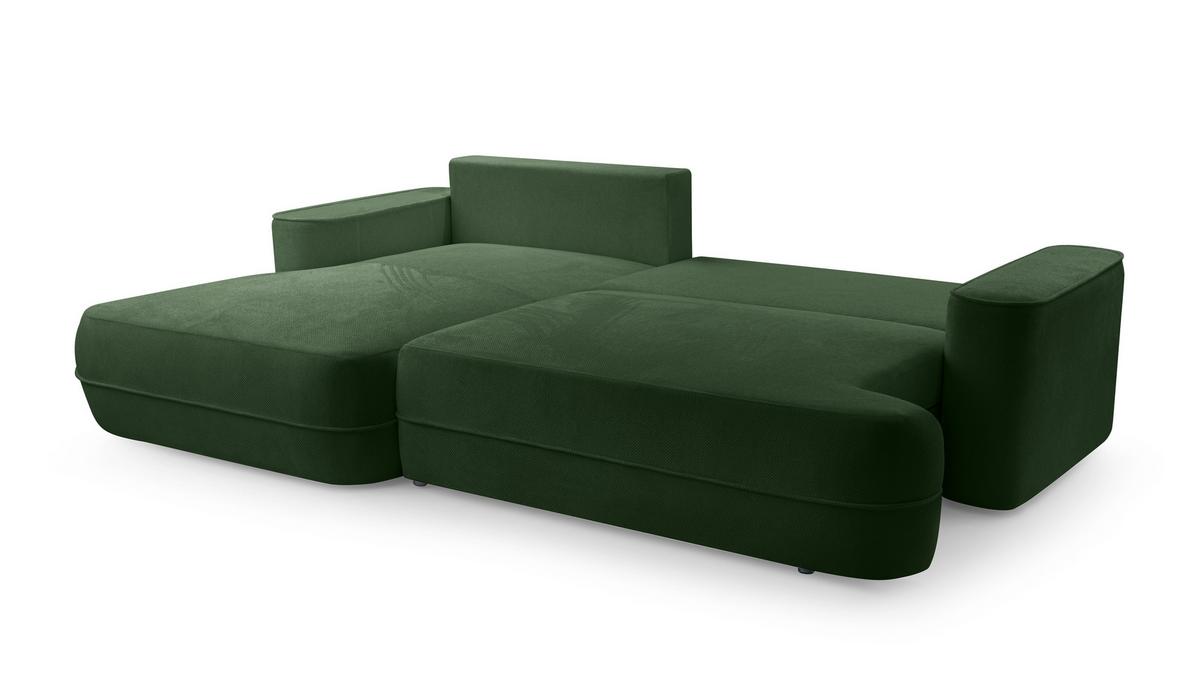 ECKCOUCH L Form Peoni Grün 267/168/87 cm mit Schlaffunktion L - Schwarz/Grün, Kunststoff/Textil (168/267cm) - AX Living