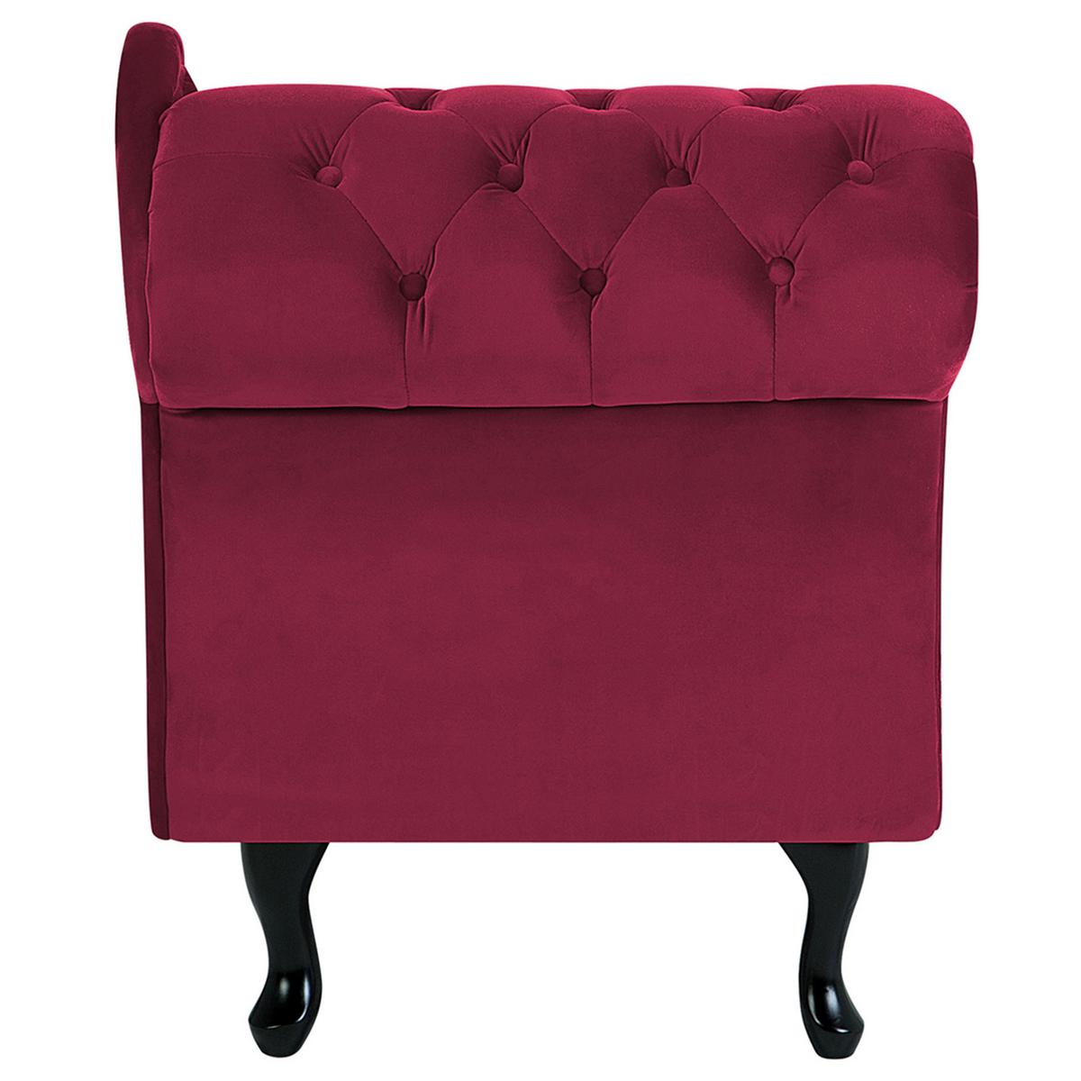 CHAISELONGUE Samtstoff burgunderrot linksseitig Nimes - Rot/Schwarz, Textil (170/79/61cm) - Beliani
