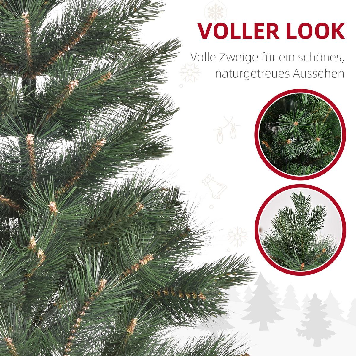 180 cm Weihnachtsbaum Künstlich Christbaum Dichte Zweige für Weihnachtsfest - Grün, Kunststoff (180cm) - HOMCOM