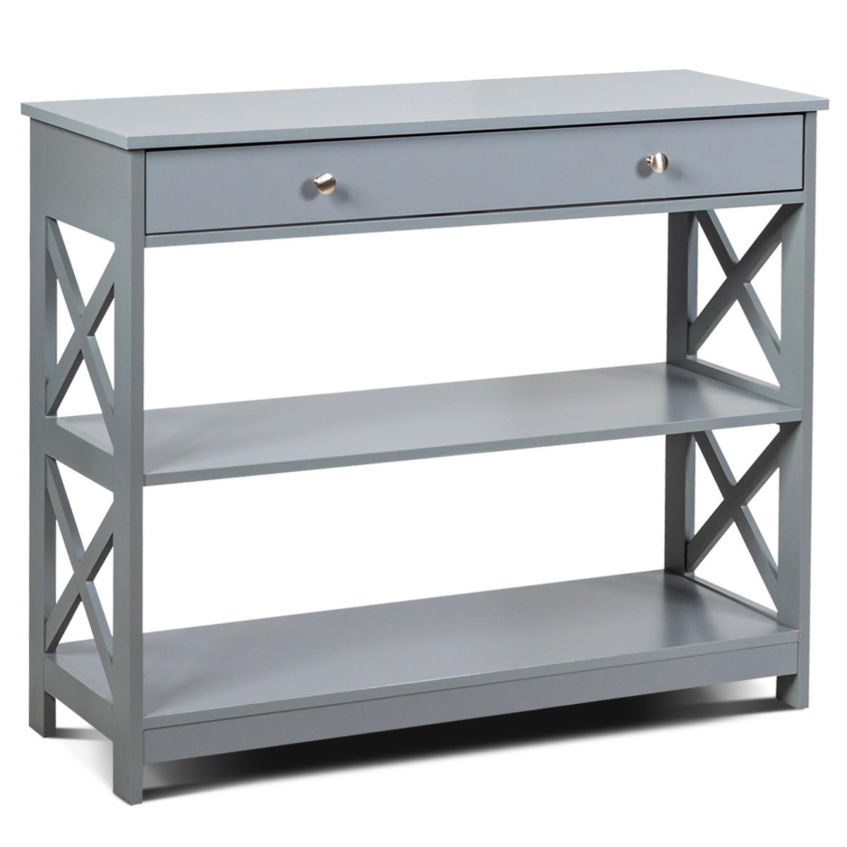 KONSOLENTISCH Grau - Grau, Holzwerkstoff (30/100/80cm) - COSTWAY