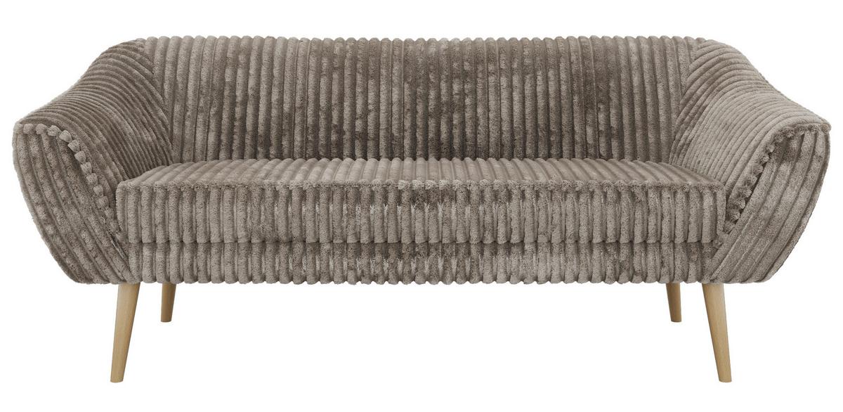 3-SITZER-SOFA PIRS - Hellbraun Cord - Holzbeine - Hellbraun/Buchefarben, Holzwerkstoff/Textil (180/75/74cm) - MKS