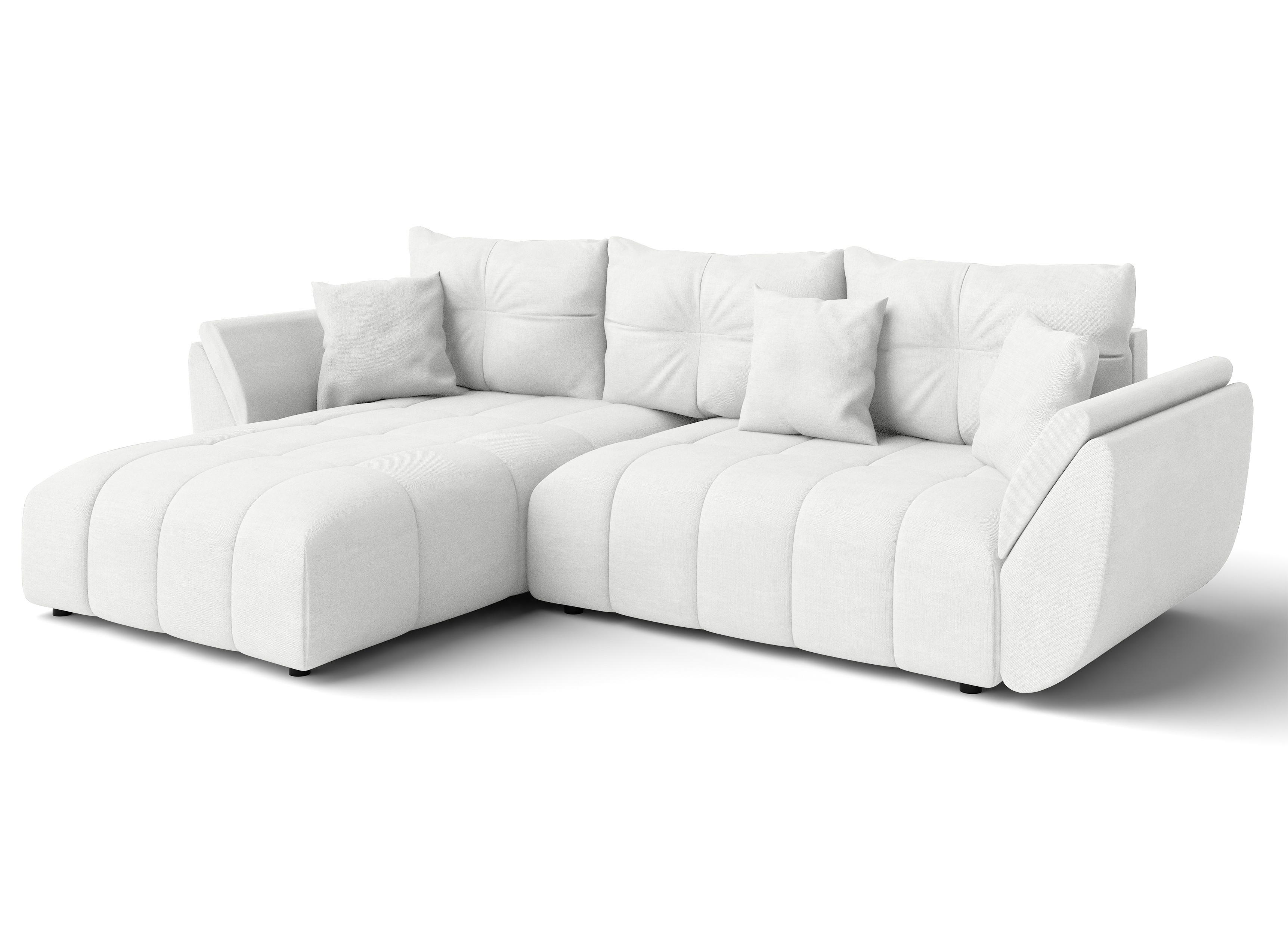 ECKSOFA L Form Verciani Weiß 280/190/91 cm mit Schlaffunktion - Schwarz/Weiß, Kunststoff/Textil (280/190cm) - AX Living