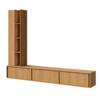 WOHNWAND Vero 2-teilig Wohnzimmer-Set mit TV-Lowboard und Hochschrank, Eiche Carmel - Eichefarben, Holzwerkstoff (230/185/35cm) - Beautysofa