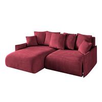ECKSOFA Ottomane links ONESK-L -v1 216x177x72 Bordeauxrot Velours - Bordeaux, Holzwerkstoff/Kunststoff (216/177cm) - ALTDECOR