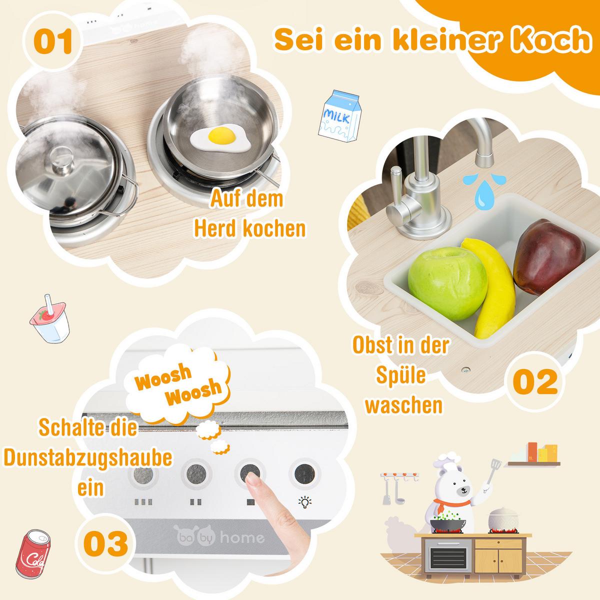 SPIELKÜCHE Weiß - Weiß, Holzwerkstoff (65/85/60cm) - COSTWAY