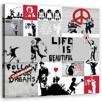 WANDBILD banksy composition graffiti - Grau, Textil (30/30cm) - Feeby