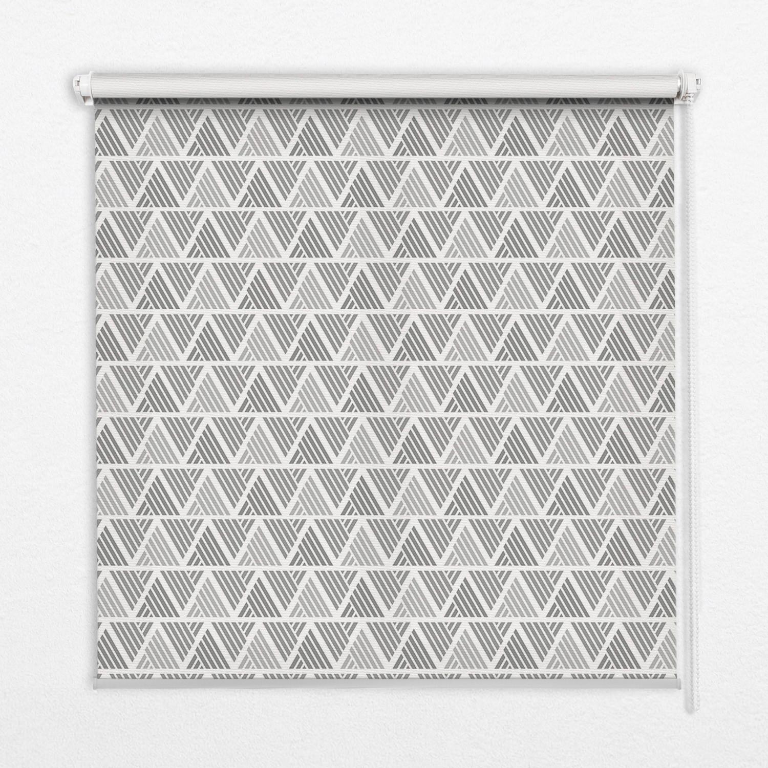 INNENROLLO - Fensterrollo - Rollo - 150x180 cm - Gestreifte Dreiecke - Grau, Kunststoff (150/180/0.5cm) - TULUP