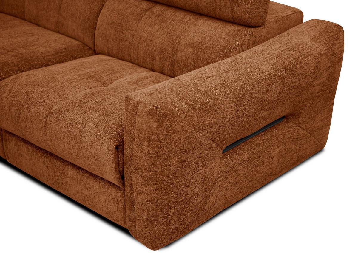 ECKSOFA CALVERA 5-Sitzer mit 1 Relaxfunktion, dunkelorange - Dunkelorange, Holzwerkstoff/Textil (239/298cm) - Wozimo