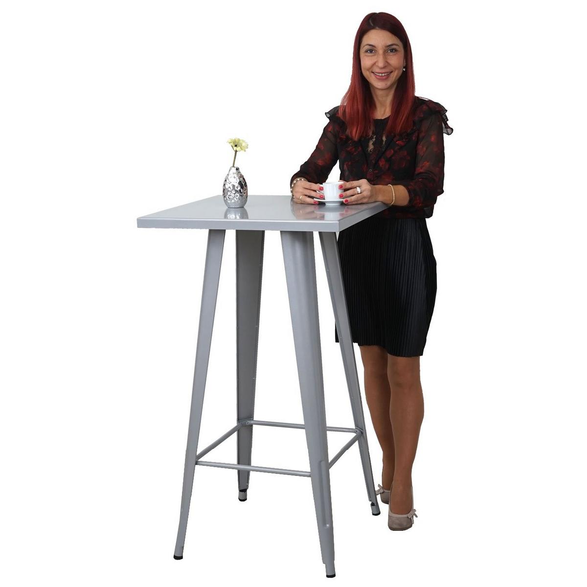 STEHTISCH METALL eckig Grau - Grau, Metall (60/60/105cm) - MCW