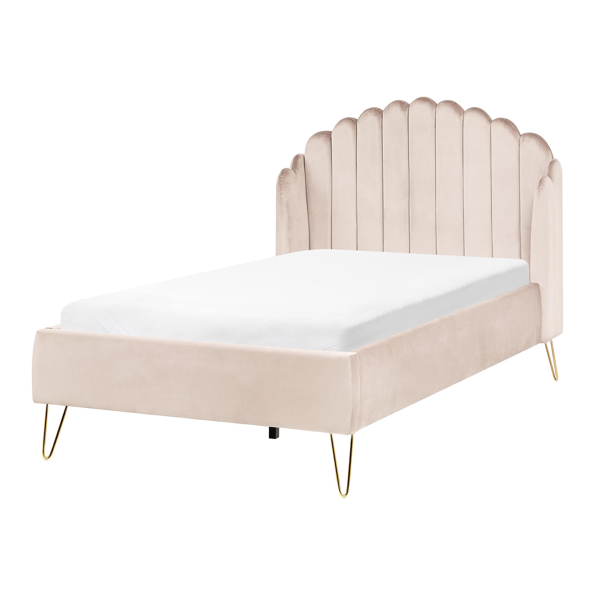 BETT mit Lattenrost 120/200 cm Stoff Hellbeige Ambillou - Beige, Textil (120/200cm) - Beliani