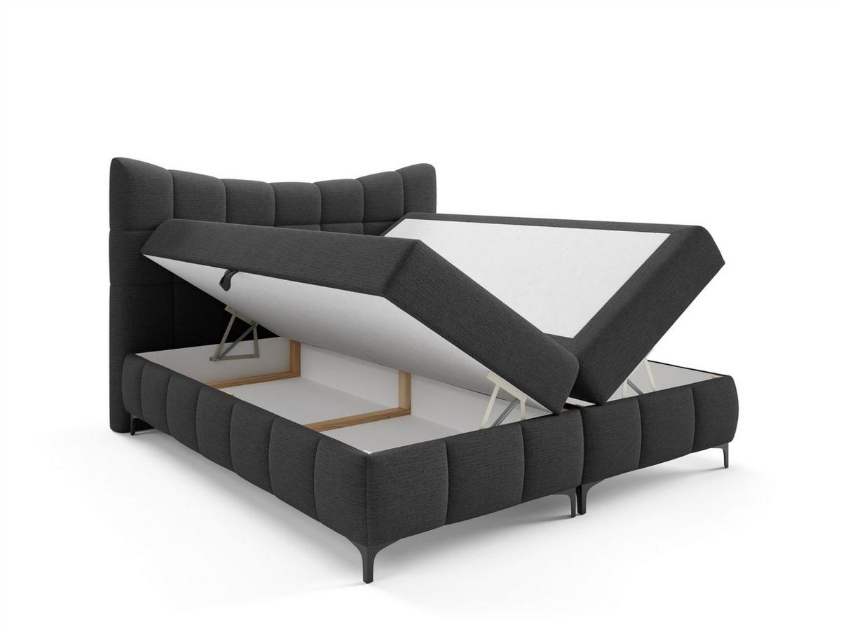 BOXBETT Charles Premi.. In Aragon - Schwarz, Holzwerkstoff/Textil (200/200cm) - Fun Möbel