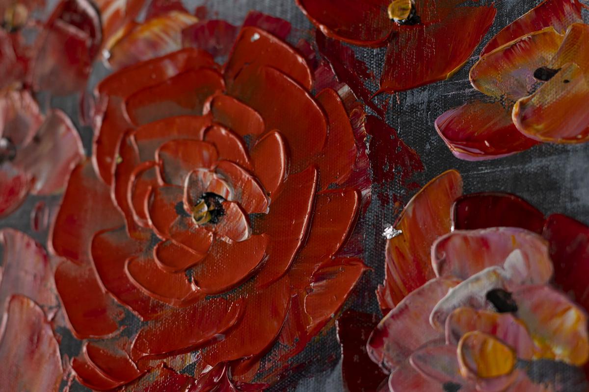 ÖLGEMÄLDE 120/60 cm - Rot/Grau, Holz/Textil (120/60cm) - KUNSTLOFT