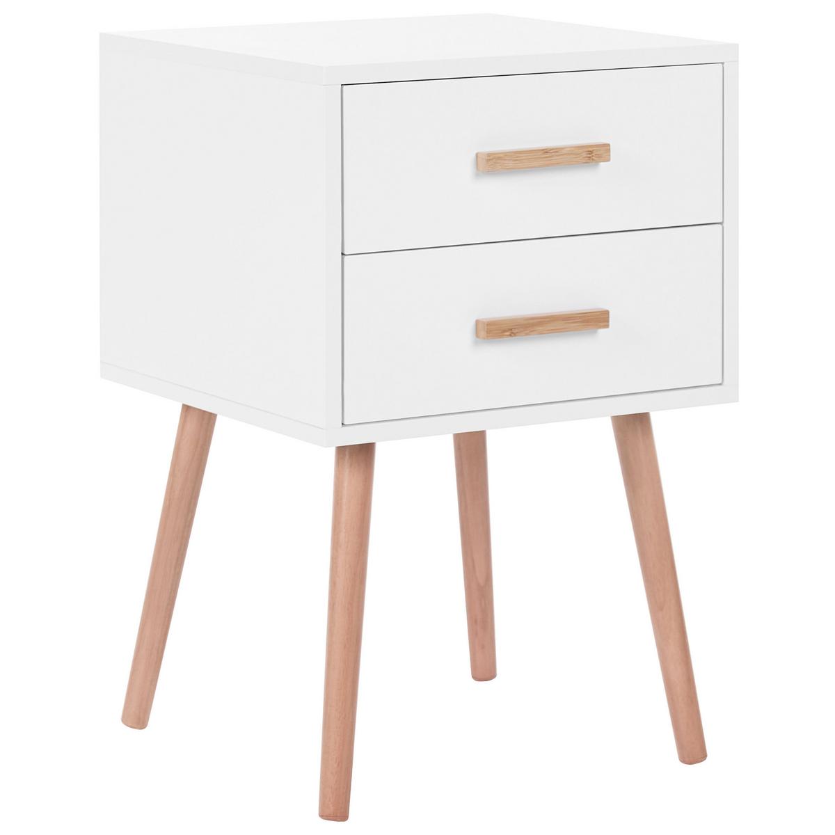 NACHTTISCH 2er-Set Weiß - Weiß, Holzwerkstoff (40/40/62cm) - Beliani