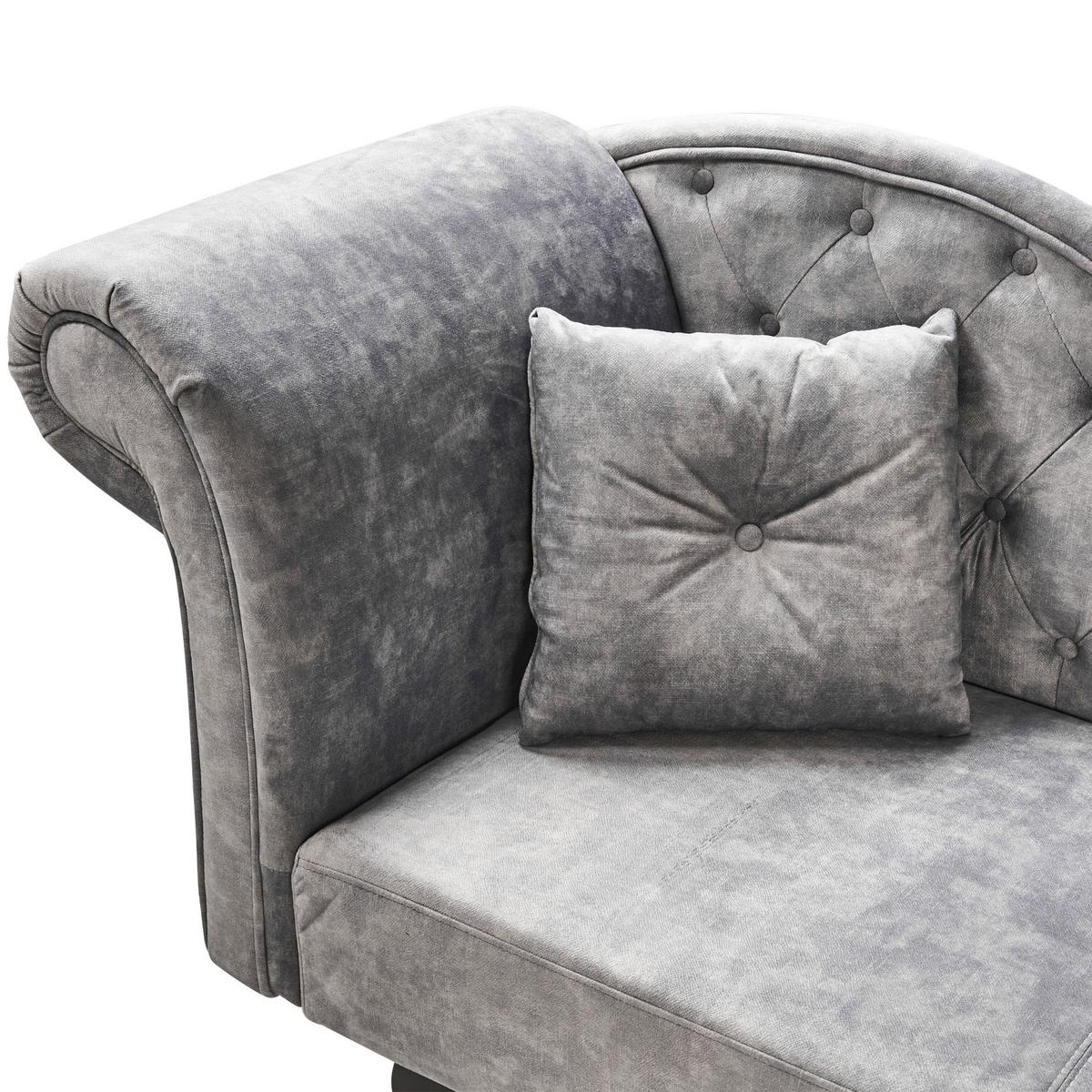 CHAISELONGUE-LINKSSEITIGE Samtstoff Grau Lattes Ii - Dunkelgrau/Braun, Textil (192/81/59cm) - Beliani