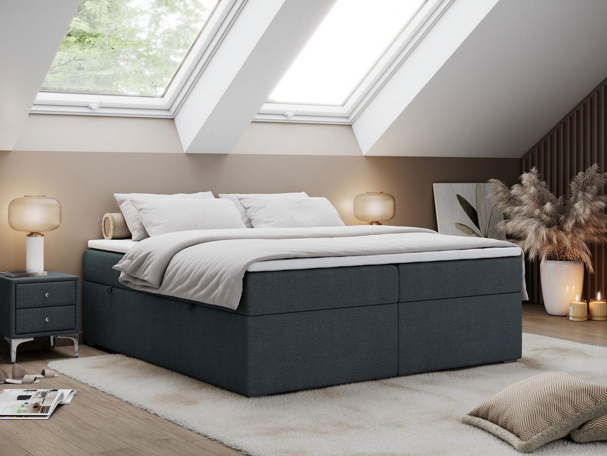 BOXBETT BESS 140/200 Dunkelgrau Struktur - H4 - Dunkelgrau, Holz/Textil (140/200cm) - MKS