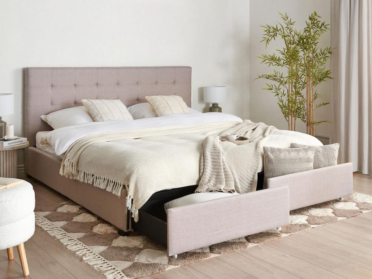 POLSTERBETT180X200 cm Grau La Rochelle - Hellgrau, Textil (180/200cm) - Beliani