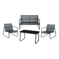 GARTENMÖBEL-SET 4 TLG. Anzi - Schwarz, Glas/Textil - casa.pro