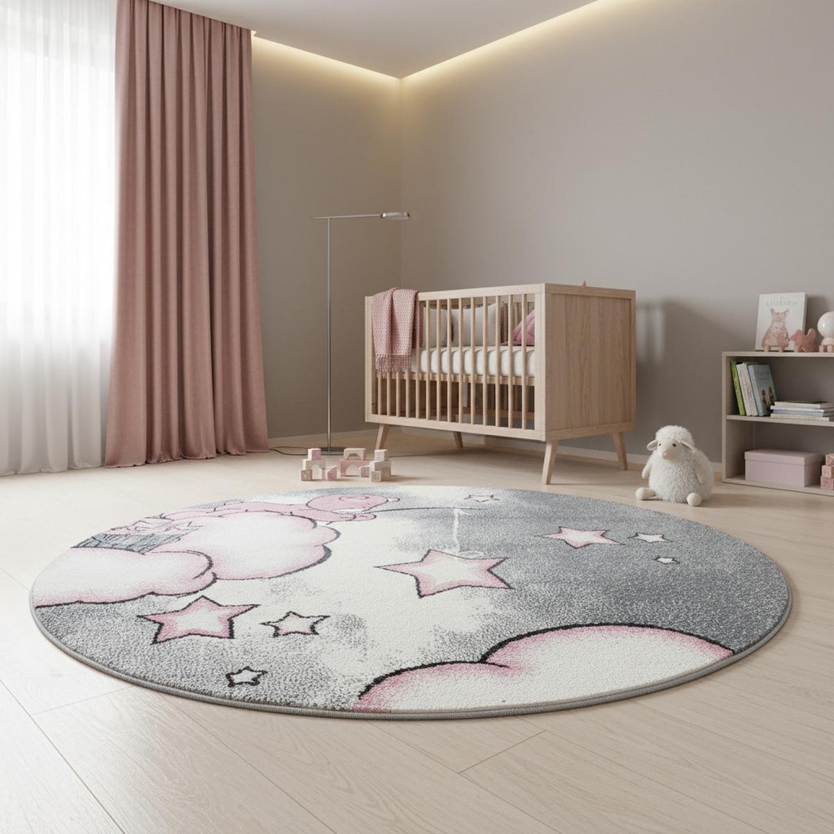 KINDERTEPPICH TASNA, mit Bären-Motiv, Rosa, Ø 160 cm - Rosa, Textil (160/160cm) - KADIMA DESIGN