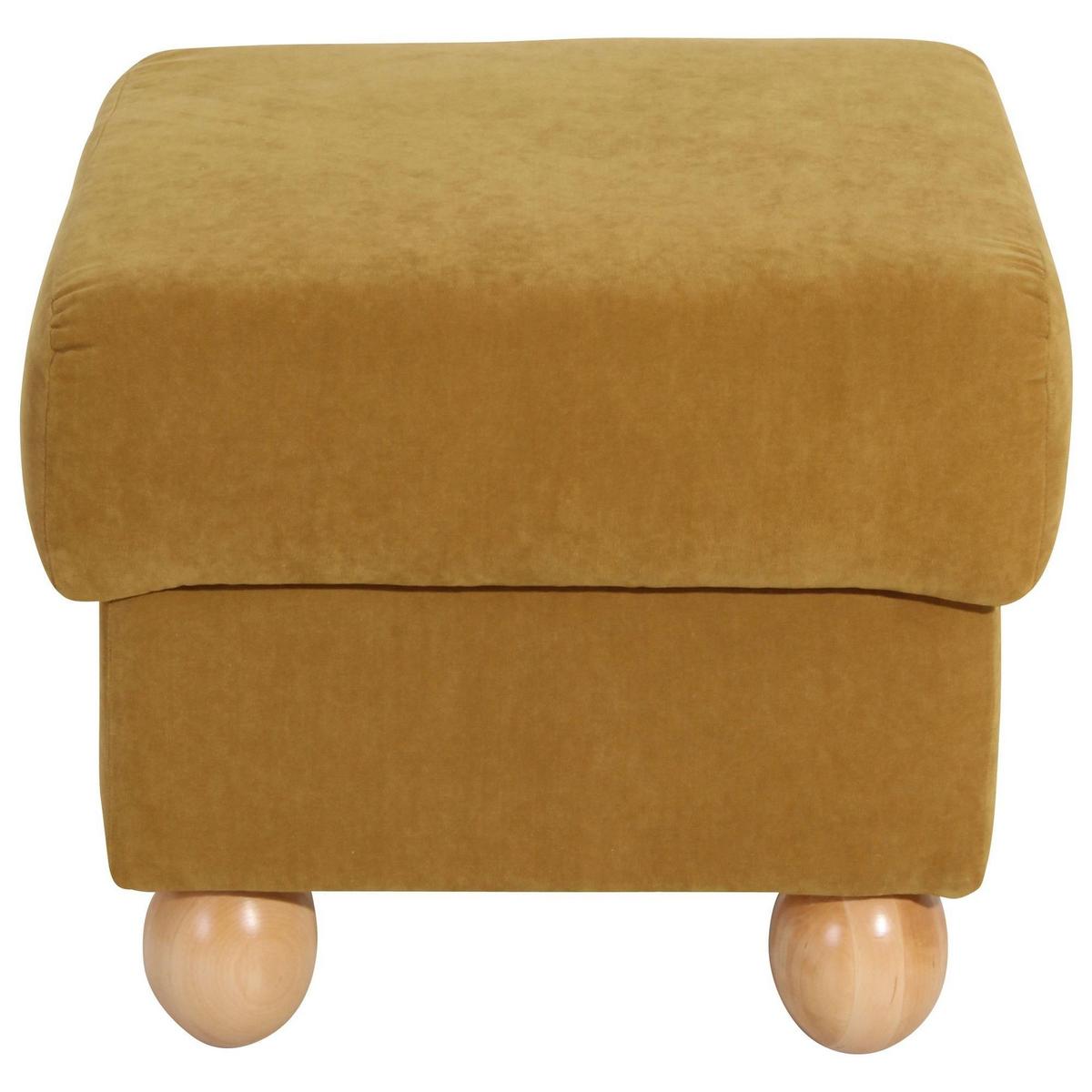 HOCKER Kasha Bezug Veloursstoff Buche natur / mais - Messingfarben/Buchefarben, Kunststoff (54/48/54cm) - 58aufmkessel