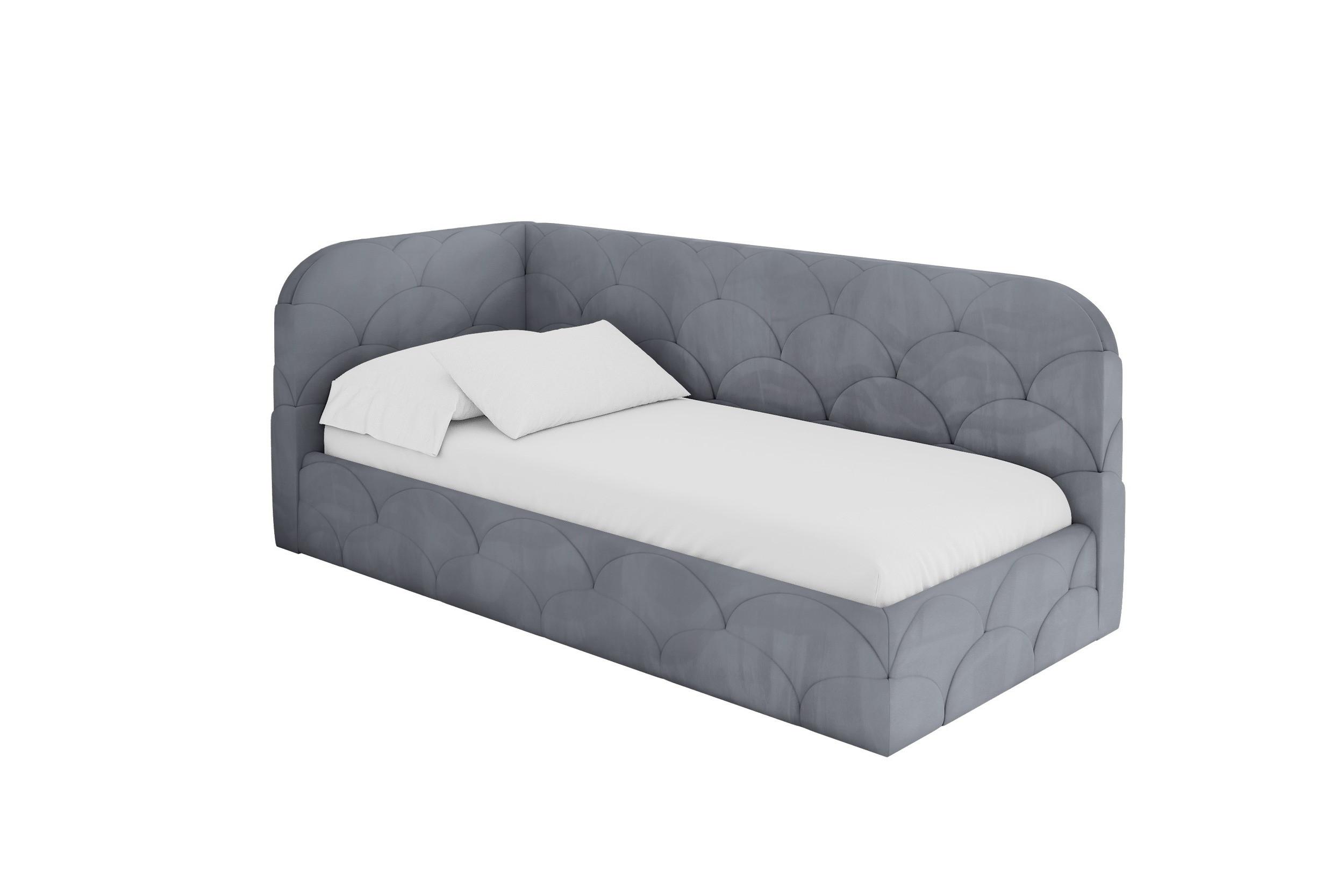 EINZELLBETT Jugendbett mit Bettkasten und Matratze H3/H4, Rechts - ELRY 100x200 Grau - Blaugrau, Holzwerkstoff/Textil (100/200cm) - ALTDECOR