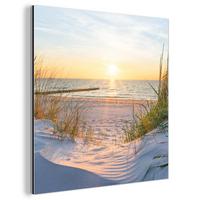 METALLBILD Strand - Sonne - Düne - Gras - Sand - Horizont 20x20 cm - Hellblau, Metall (20/20cm) - MuchoWow
