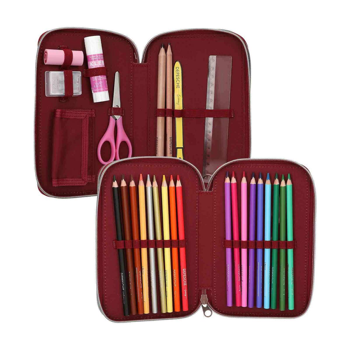 2-FACH FEDERTASCHE FUR-EVER FRIENDS TOPModel rot 5,5 x 13 x 20 cm - Rot, Kunststoff (13/20/5.5cm) - Depesche Germany