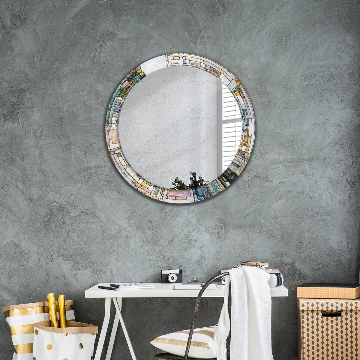 SPIEGEL Ø80 cm Rund mit Aufdruck - Perlmutt, Glas (80/80/0.4cm) - TULUP
