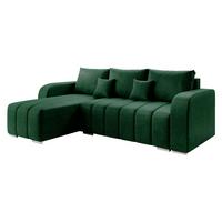 ECKSOFA Pufetto - Smaragdgrün/Silberfarben, Holz/Textil (244/147cm) - MIRJAN24