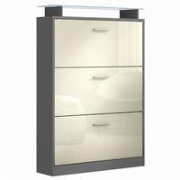 SCHUHSCHRANK Lavia Front in Creme Hochglanz - Creme, Holzwerkstoff (89/128/23cm) - Vladon