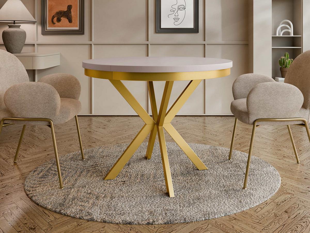 ESSTISCH ausziehbar Edder Gold 120 - Kaschmir/Goldfarben, Holzwerkstoff/Metall (120/120/76cm) - MIRJAN24