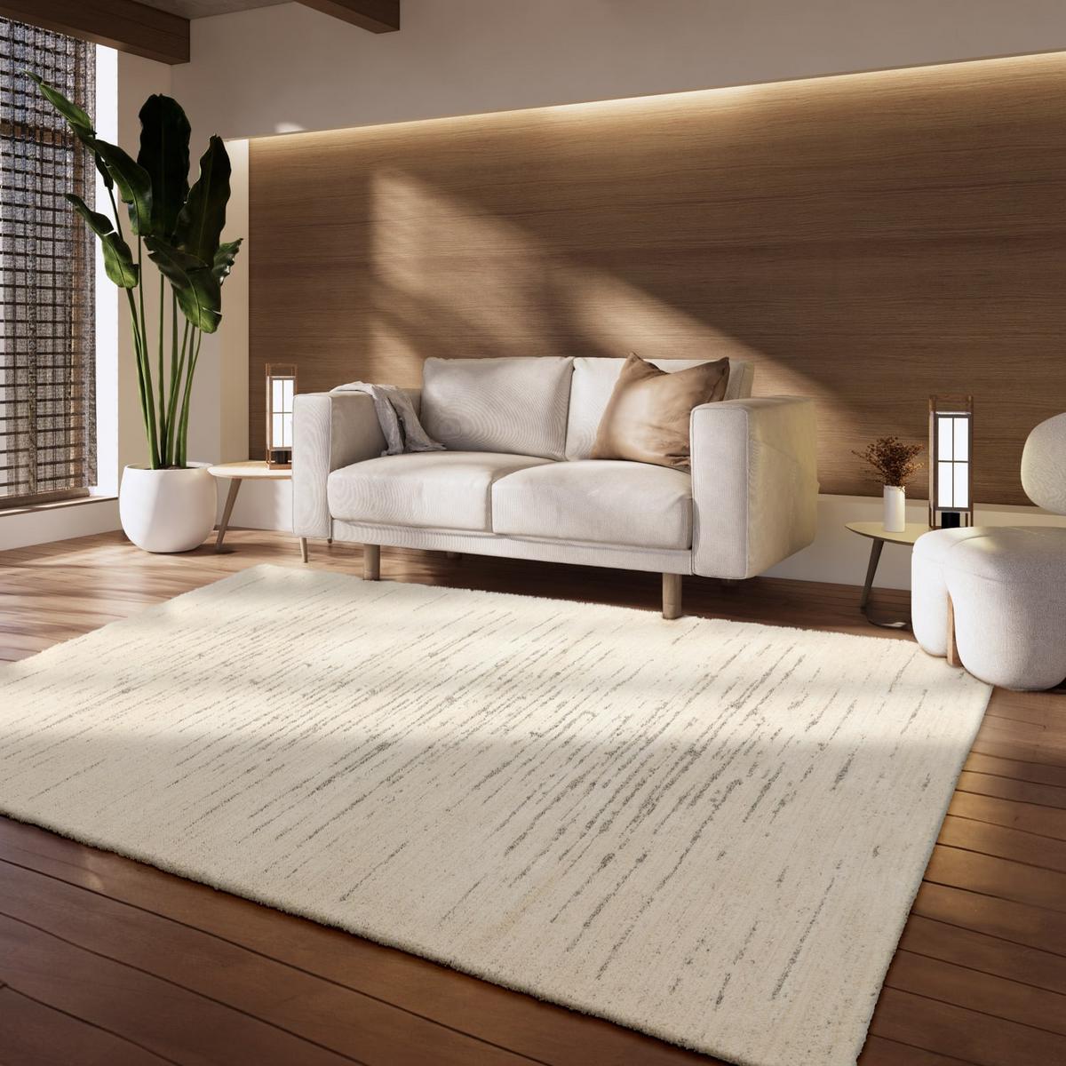 KURZFLORTEPPICH, meliert, aus Polyester, Creme, 120 x 170 cm - Beige, Textil (170/120cm) - KADIMA DESIGN