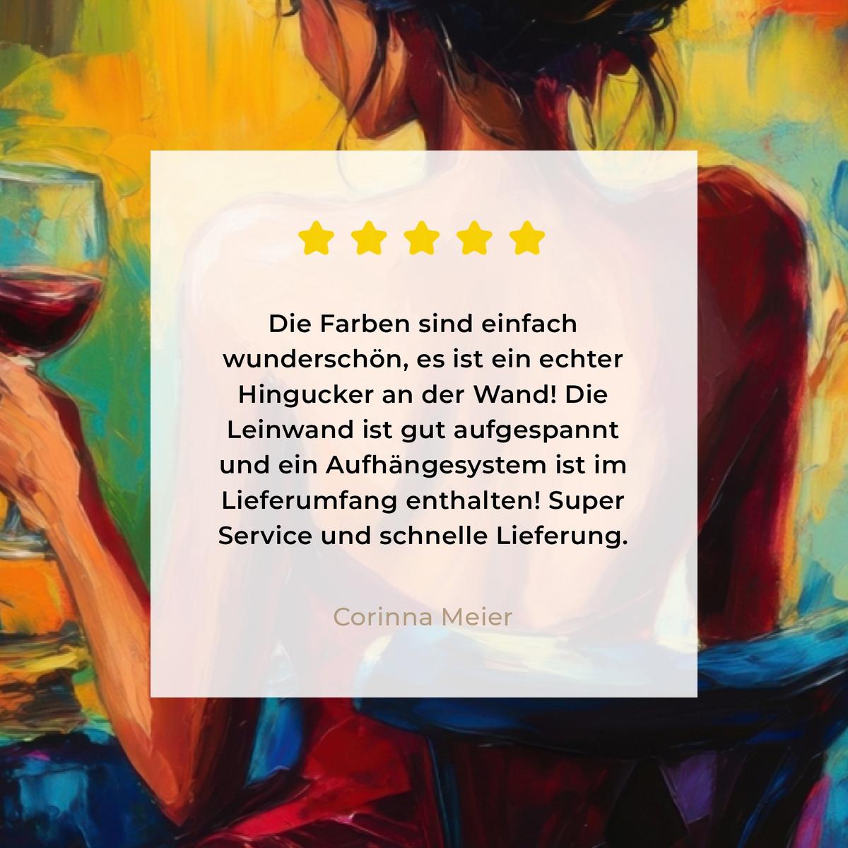 LEINWANDBILD Wein - Frau - Stimmungsvoll - Farbenfroh XXL 150x100 cm - Bordeaux, Textil (150/100cm) - MuchoWow