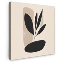 LEINWANDBILD Pflanze - Beige - Japanisch Wandbild Wohnzimmer 50x50 cm - Schwarz, Textil (50/50cm) - MuchoWow
