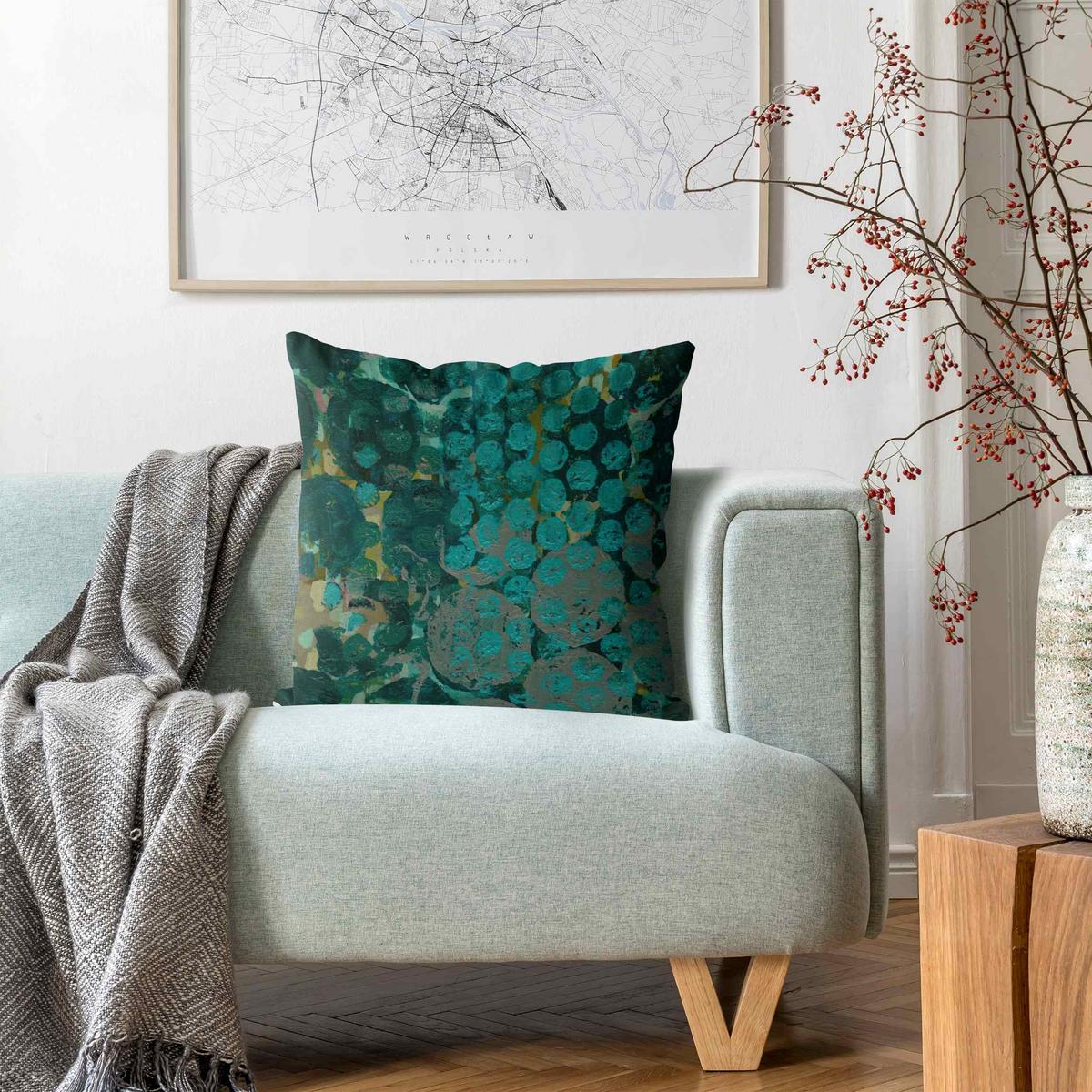 DEKOKISSEN Callais 50/50 cm - Türkis, Textil (50/50/10cm) - Bilderwelten