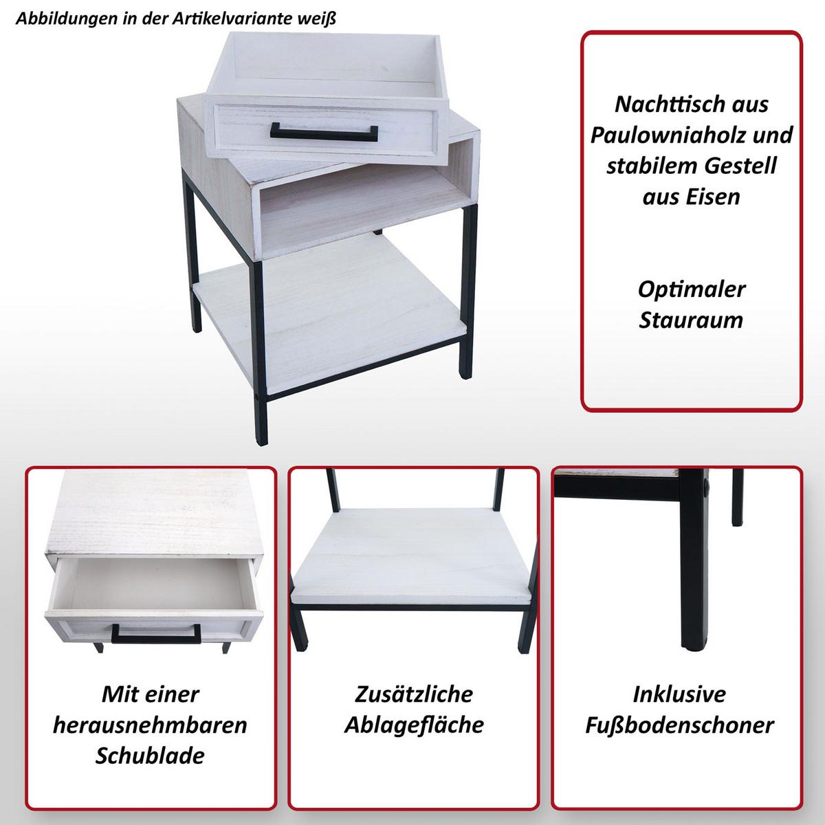 NACHTTISCH rechteckig Weiß - Weiß, Holz (43/59/36cm) - MCW