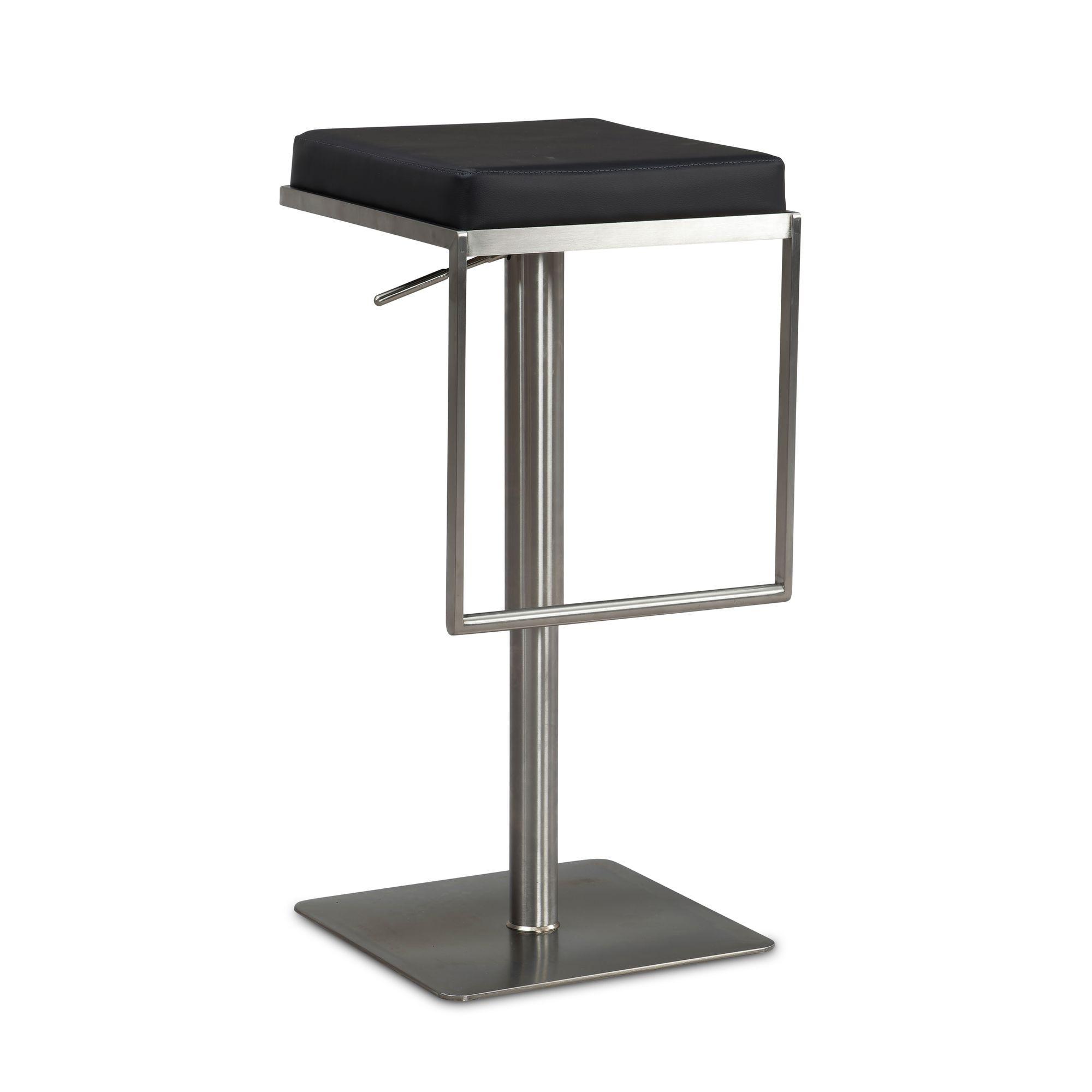 BARHOCKER – Schwarz, Kunstleder, Edelstahl, höhenverstellbar, drehbar, gepolstert, Modern - Silberfarben/Schwarz, Kunststoff/Textil (38/91/39cm) - KADIMA DESIGN