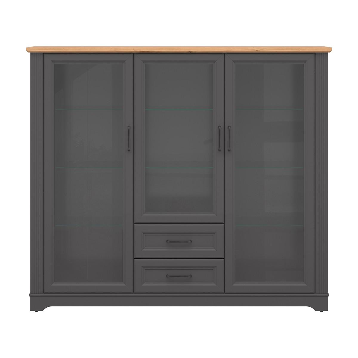 GESCHIRRSCHRANK Charlie Grau - Grau, Holzwerkstoff (168/146/42cm) - Petits-meubles
