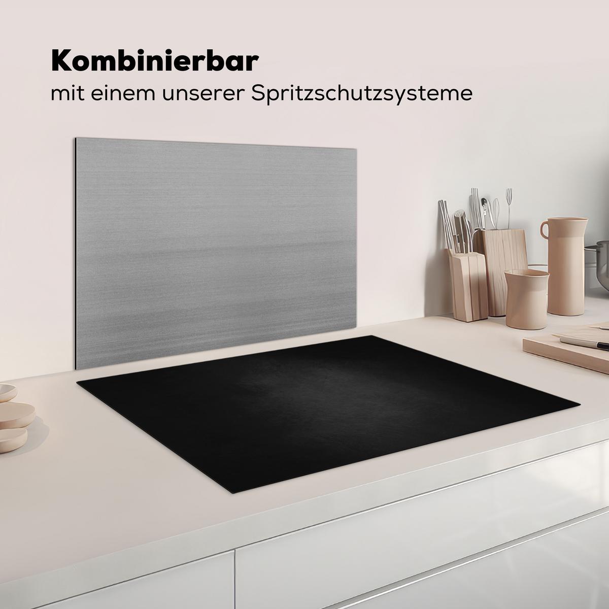 HERDABDECKPLATTE Beton - Schwarz - Grau - Strukturiert - Industriell Herdabdeckung Induktionsfeld 75x52 cm - Graphitfarben, Kunststoff (75/52/0.2cm) - MuchoWow