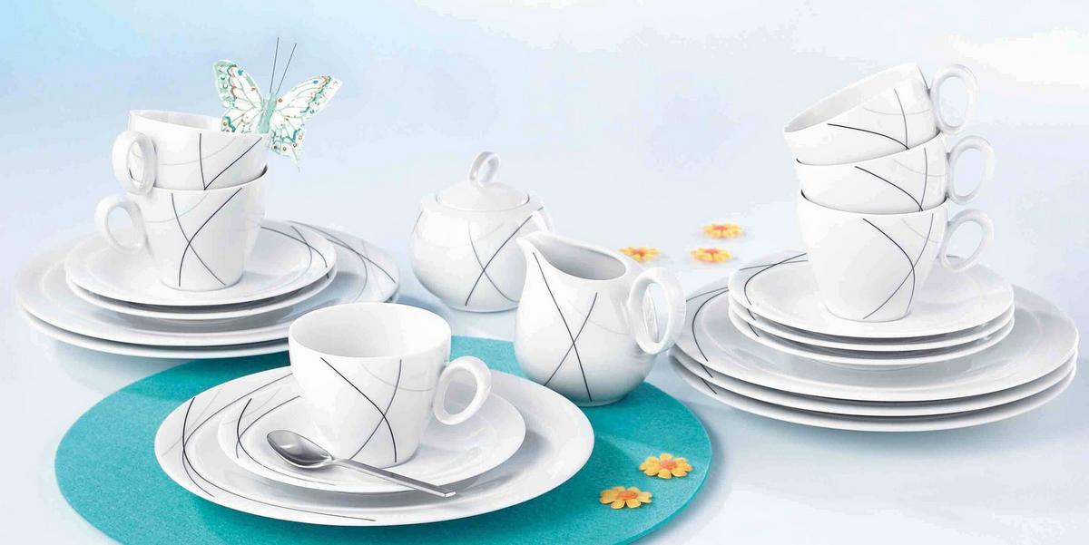 KOMBI-UNTERTASSEN Trio Highline weiß-grau ø 13,3 cm 6er Set - Weiß/Grau, Keramik (13.3cm) - Seltmann Weiden