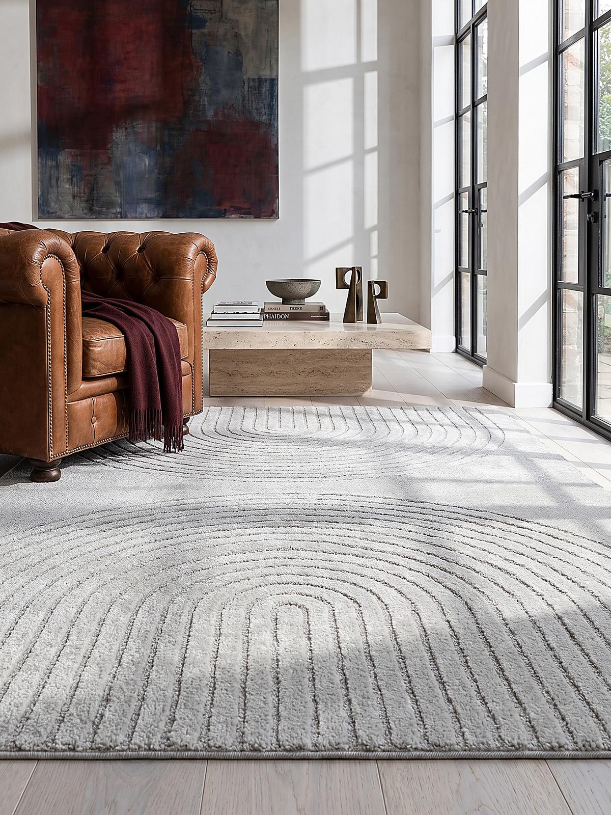 KURZFLORTEPPICH Geometrisch MUOTA Polypropylen Grau 160 x 220 cm - Grau, Textil (160/220cm) - KADIMA DESIGN