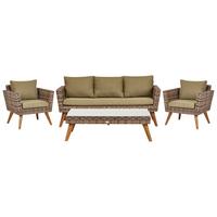 LOUNGE-SET 5-sitzer PE Rattan Olivgrün Vittoria - Beige/Dunkelbraun, Kunststoff - Beliani